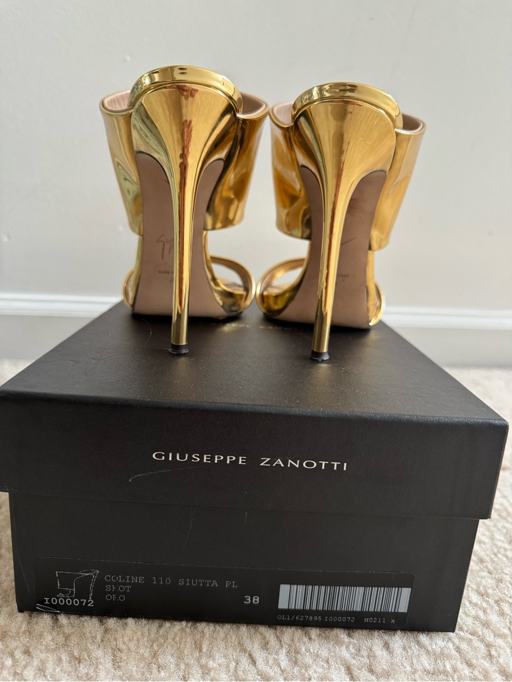 Giuseppe Zanotti Metallic Gold Stiletto Slide Sandals - Picture 3 of 5